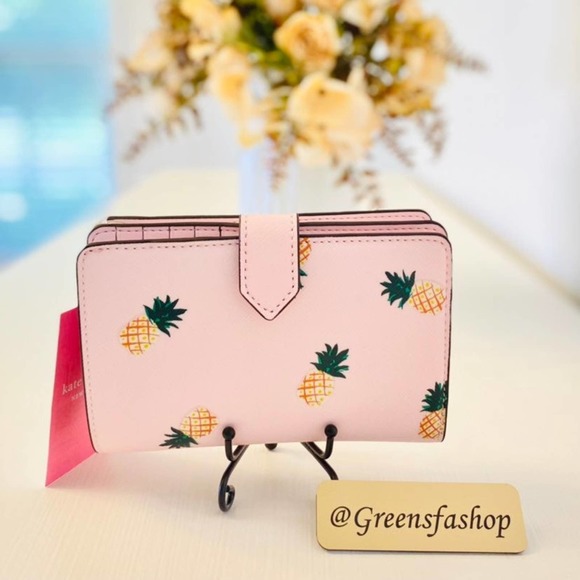 Kate spade staci medium pineapple compact bifold wallet - Picture 2 of 6